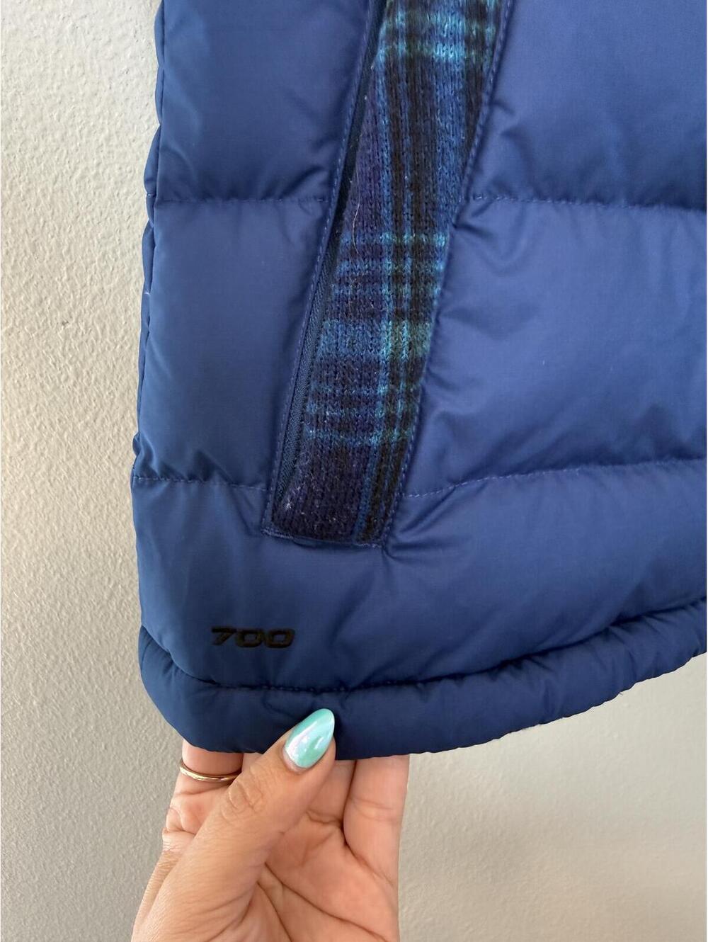The North Face 700 Goose Fill Nuptse Plaid Down Puffer Blue - Women's Med NWOT - Picture 2 of 7